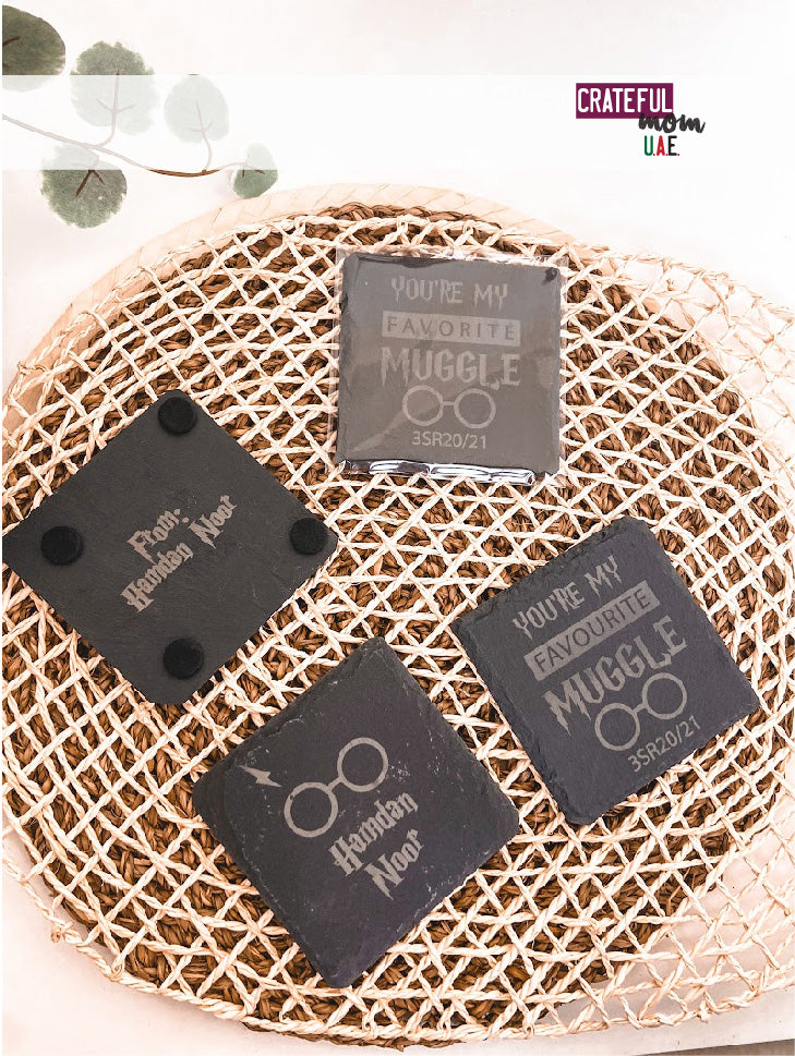 Engraved slate coaster