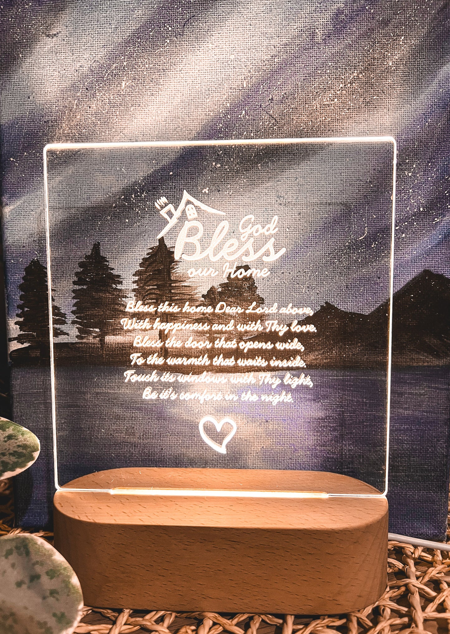 Night light with engraving