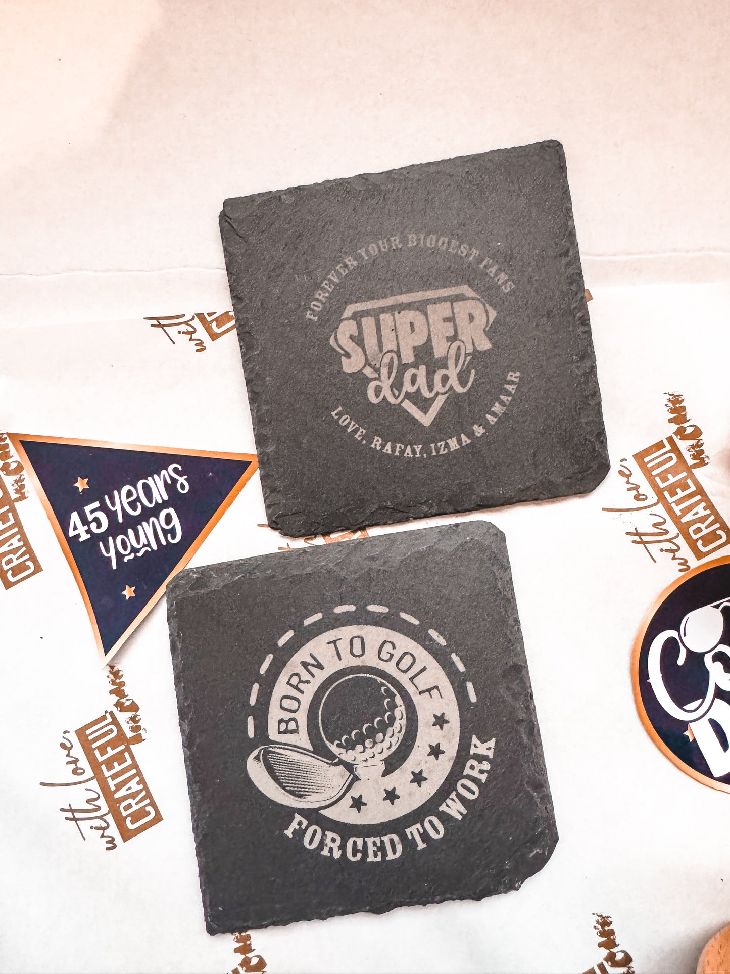 Engraved slate coaster