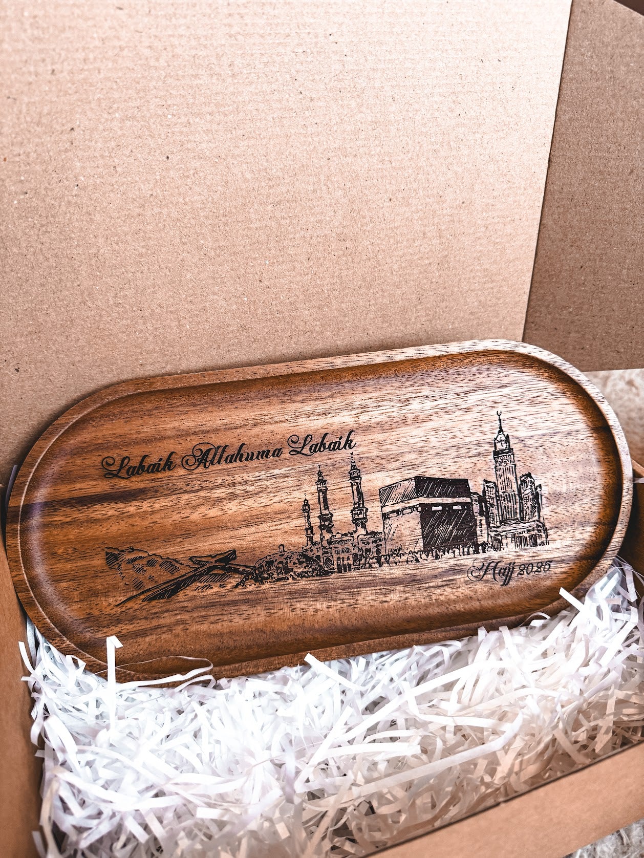 Labaik Allahumma Labaik - Hajj & Umrah engraved tray