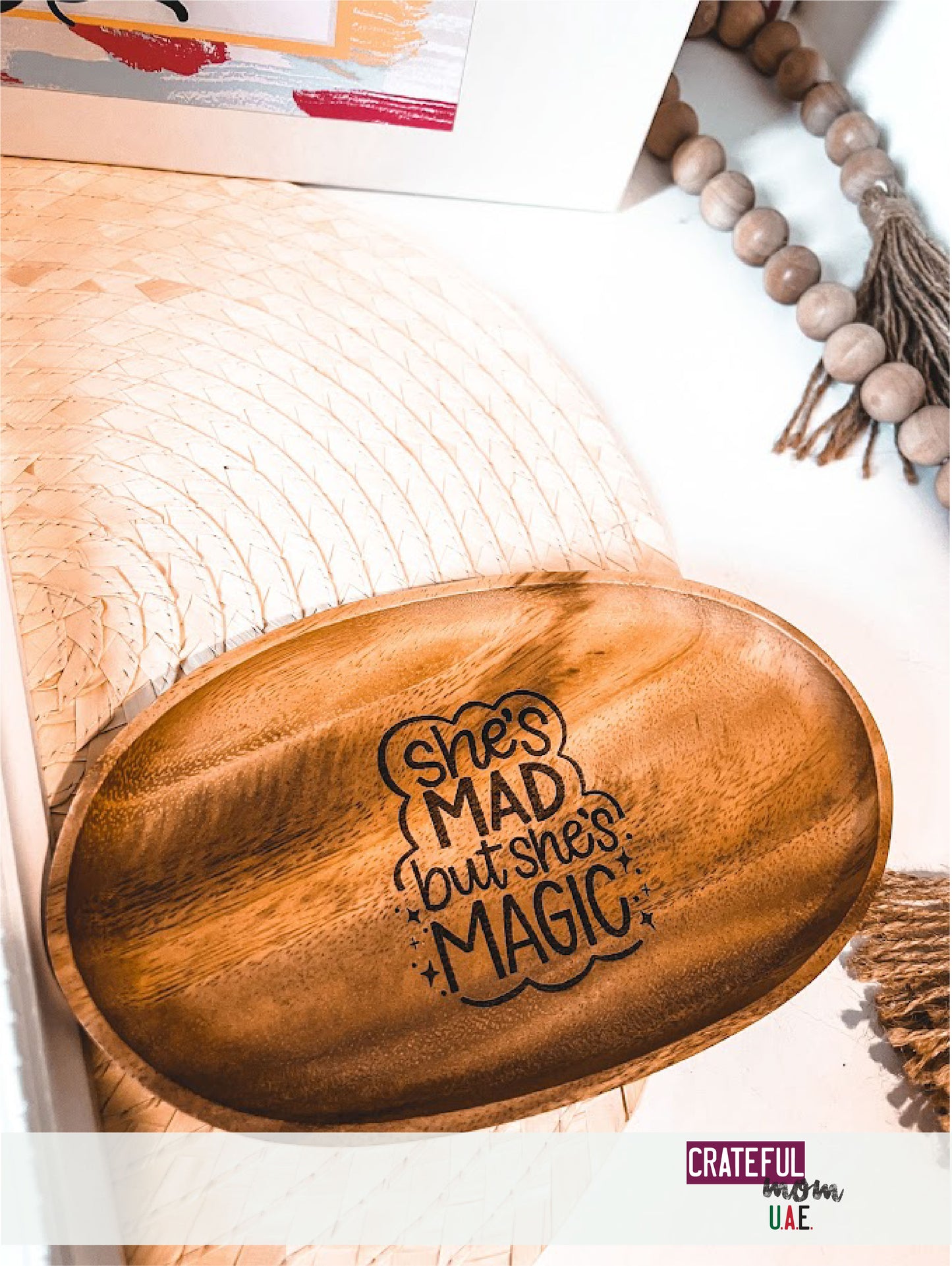 She is mad but she is magic - Engraved acacia tray