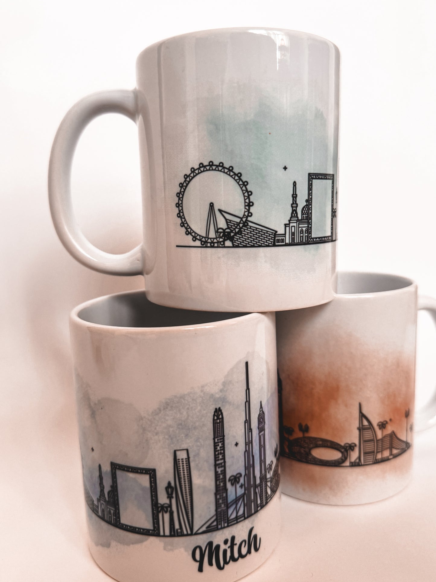 Skyline ceramic mugs with name