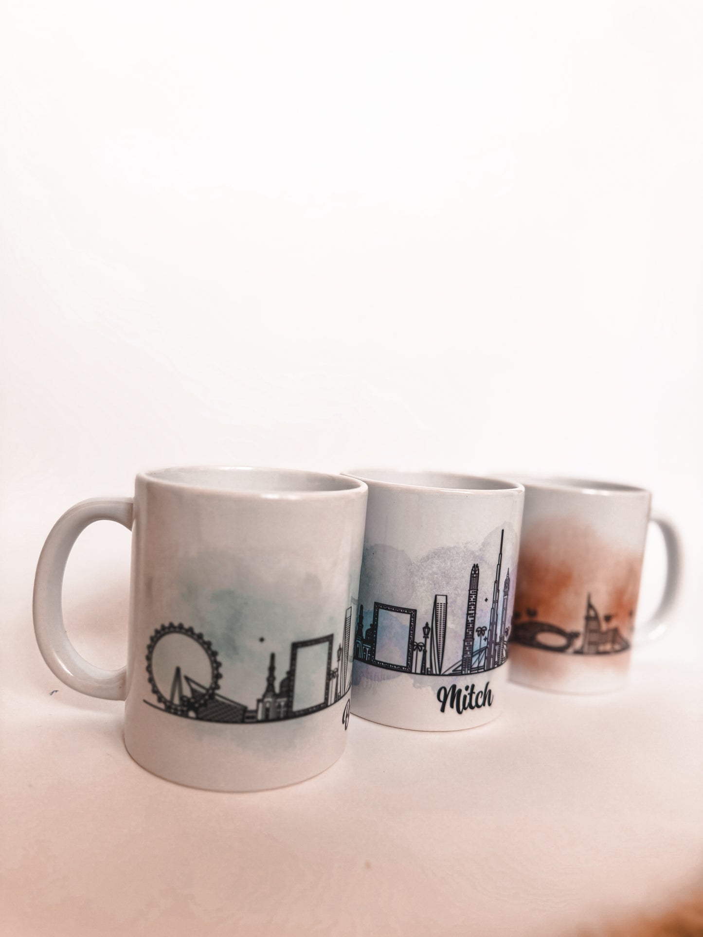 Skyline ceramic mugs with name