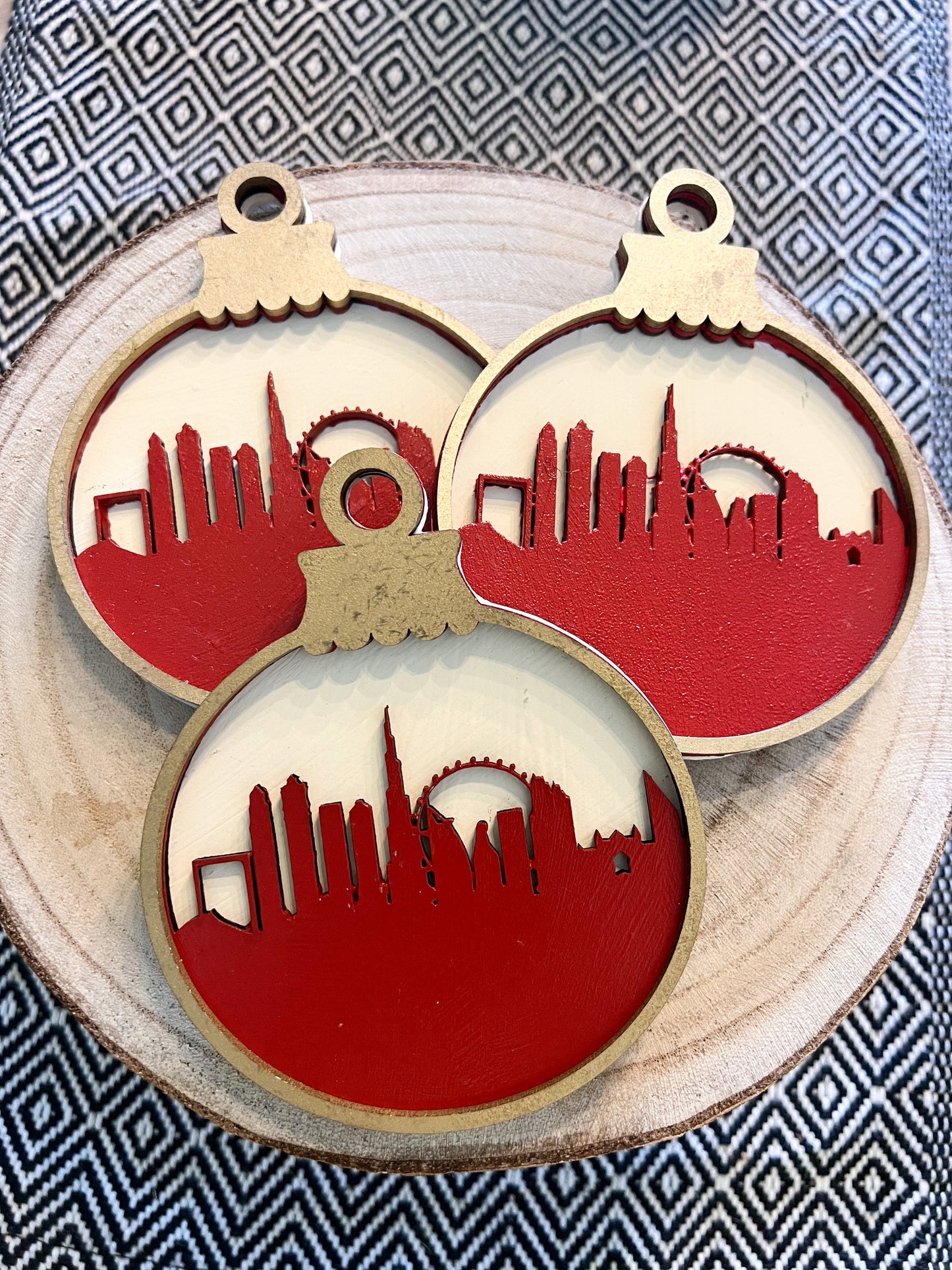 Three layered skyline ornament