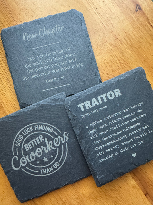 Farewell slate coaster