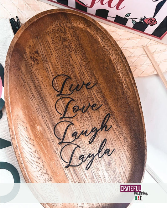 Custom 4 words - Engraved acacia tray